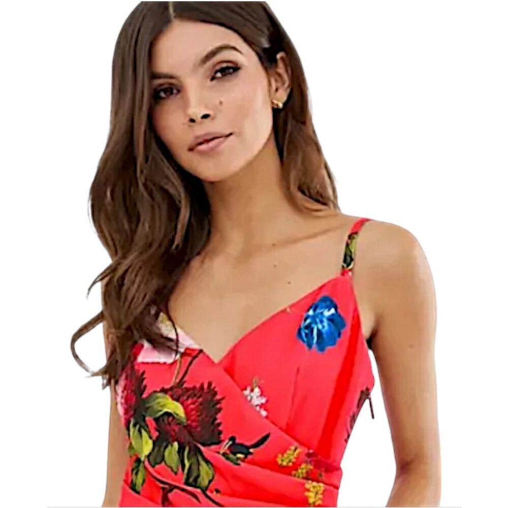 Ted Baker Red Floral Wide Leg Jumpsuit | Size 4 - Picture 9 of 9